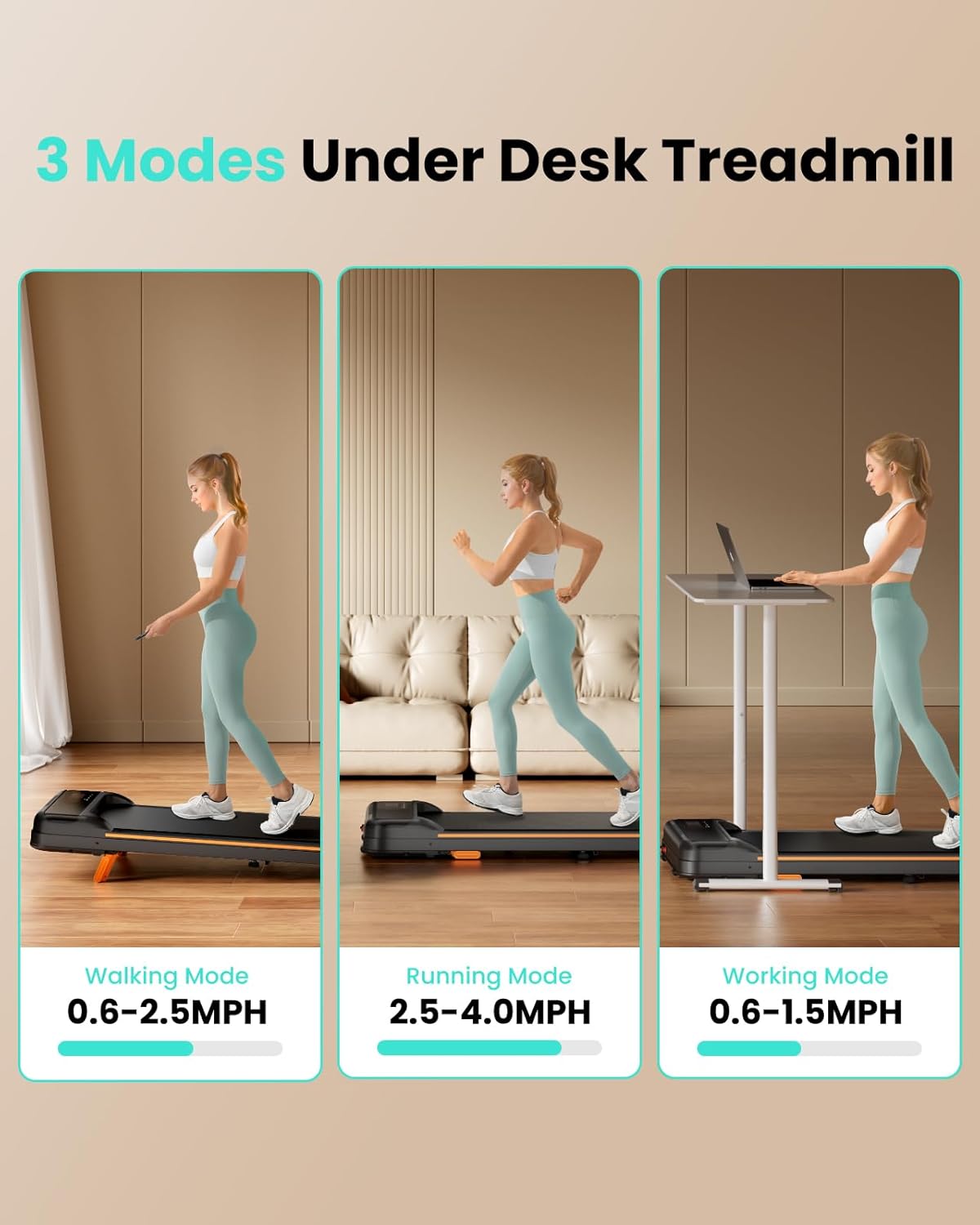 Under-desk treadmill